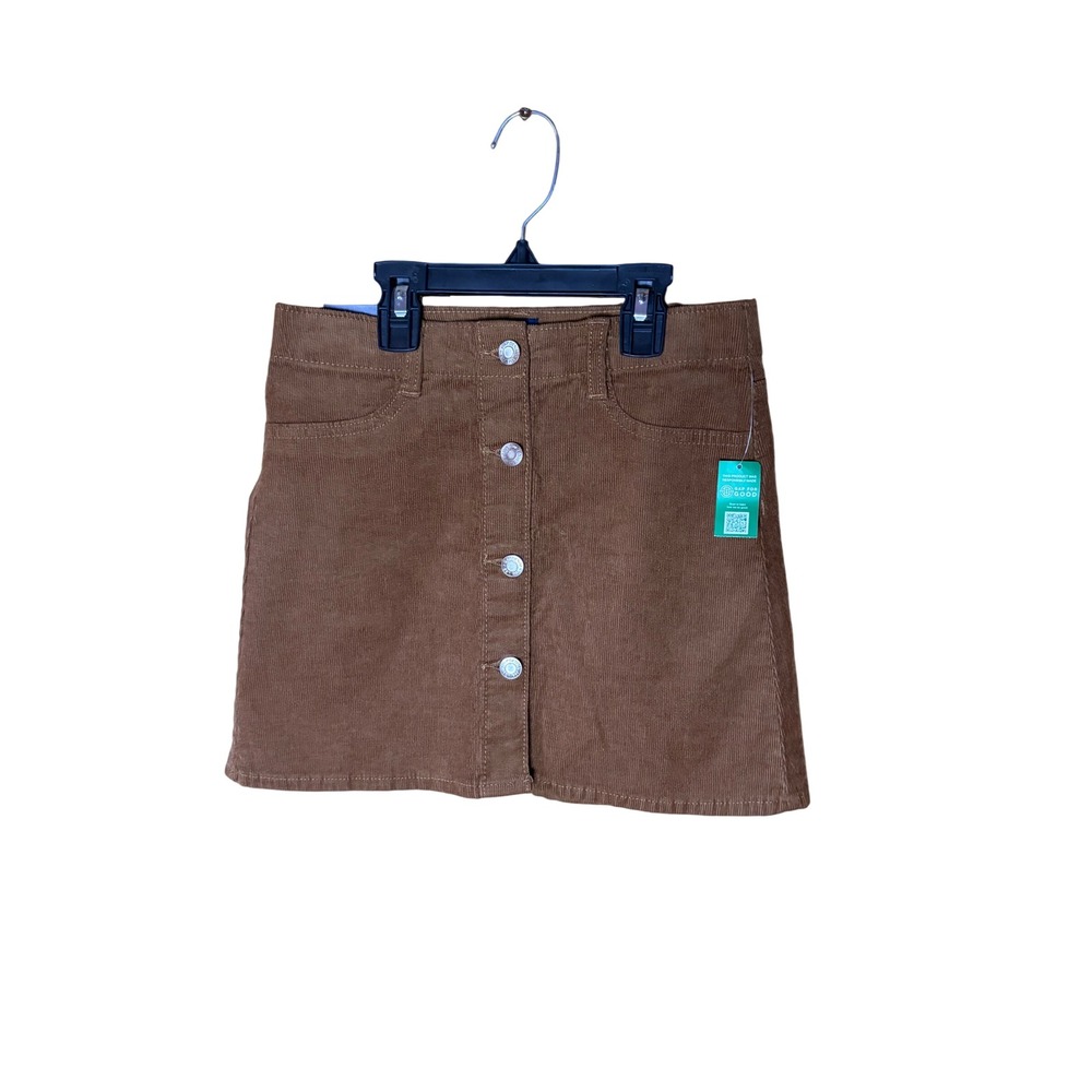 Gap Kids Girls Brown Corduroy Button Front Mini Skirt Size 10 NWT